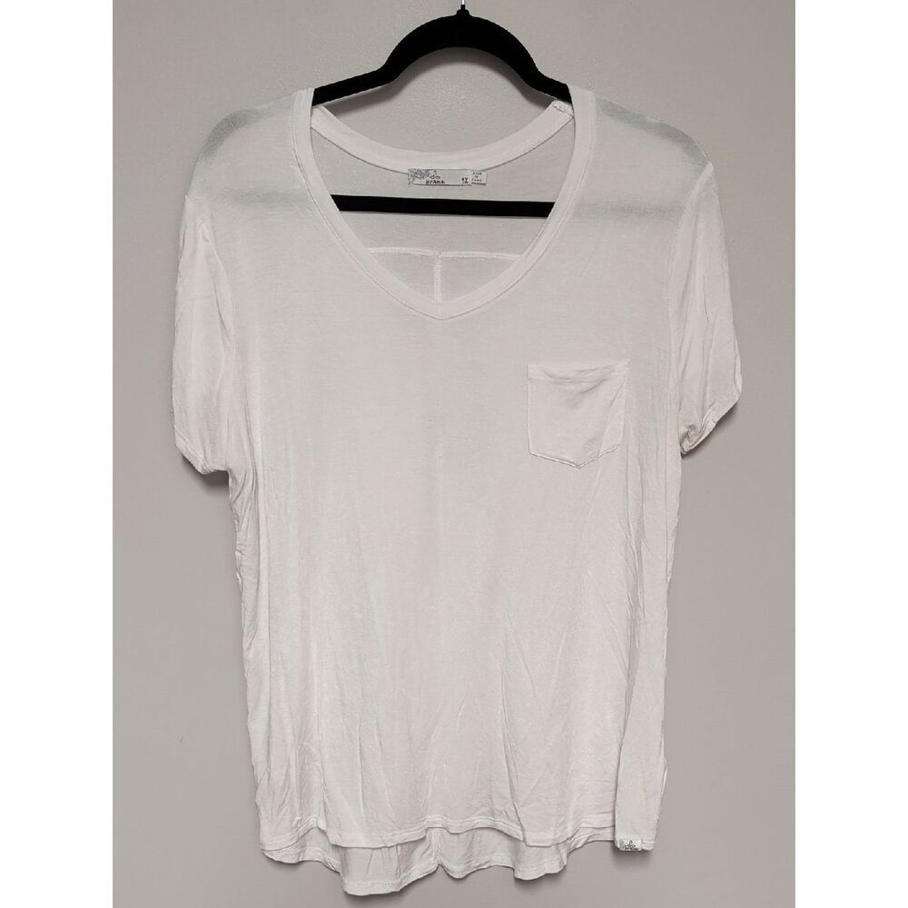 Prana White V-Neck Short Sleeve Pocket Tee